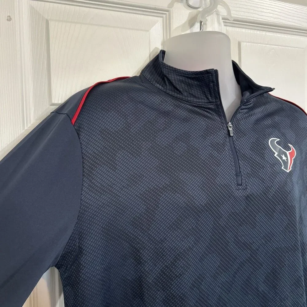 NFL Team Apparel Men's L Houston Texans 1/4 Zip LS Performance Top Shirt